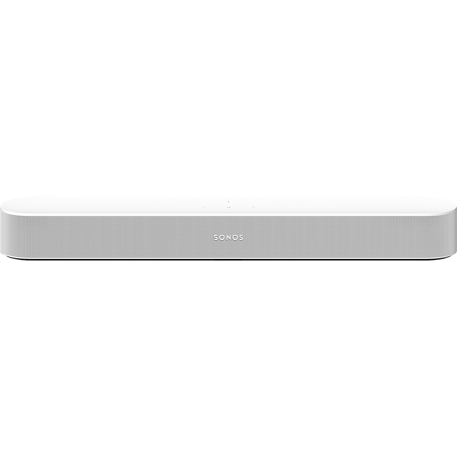 Witte Sonos soundbar met luidsprekergrill en knoppen.