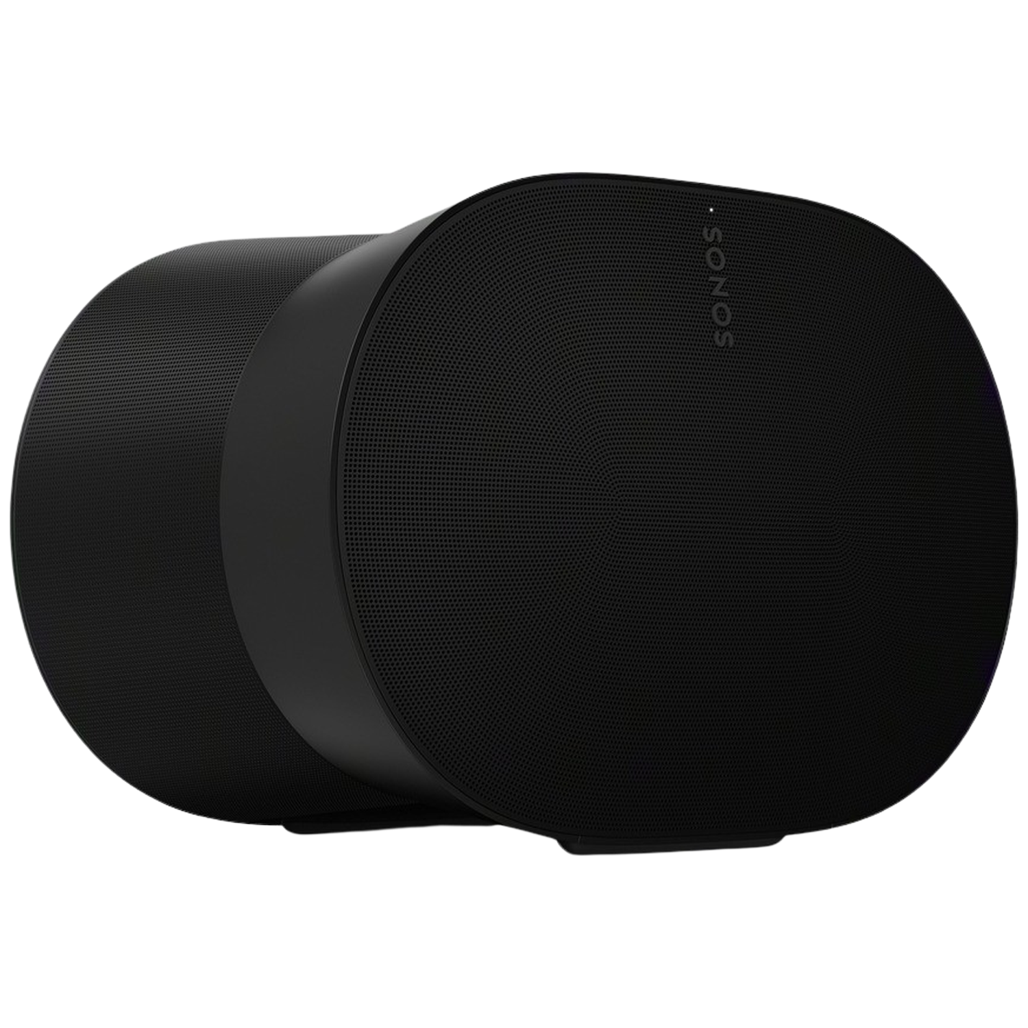 Een zwarte Sonos speaker met geperforeerde voorkant.