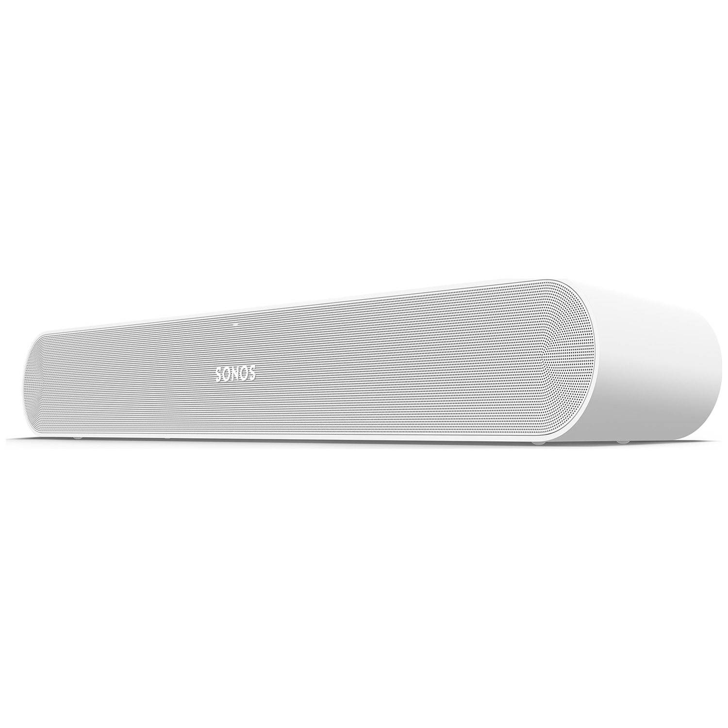 Een witte Sonos speaker met een geperforeerd rooster en afgeronde randen.