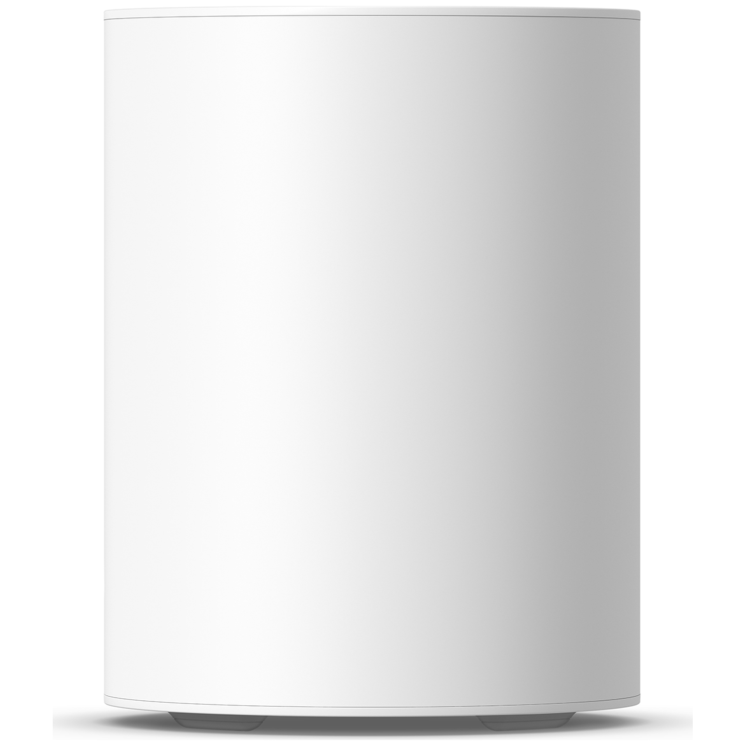 Een witte cilindrische container staat op een grijze voet.
