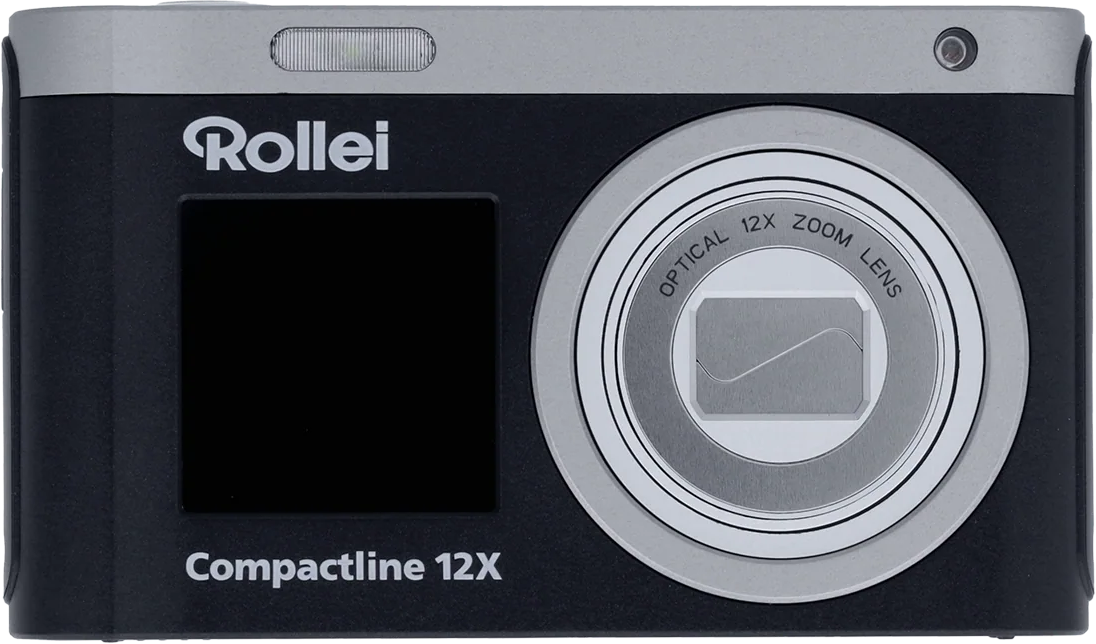 Rollei Compactline 12X Digitalkamera mit optischem 12-fach Zoomobjektiv und Blitz.