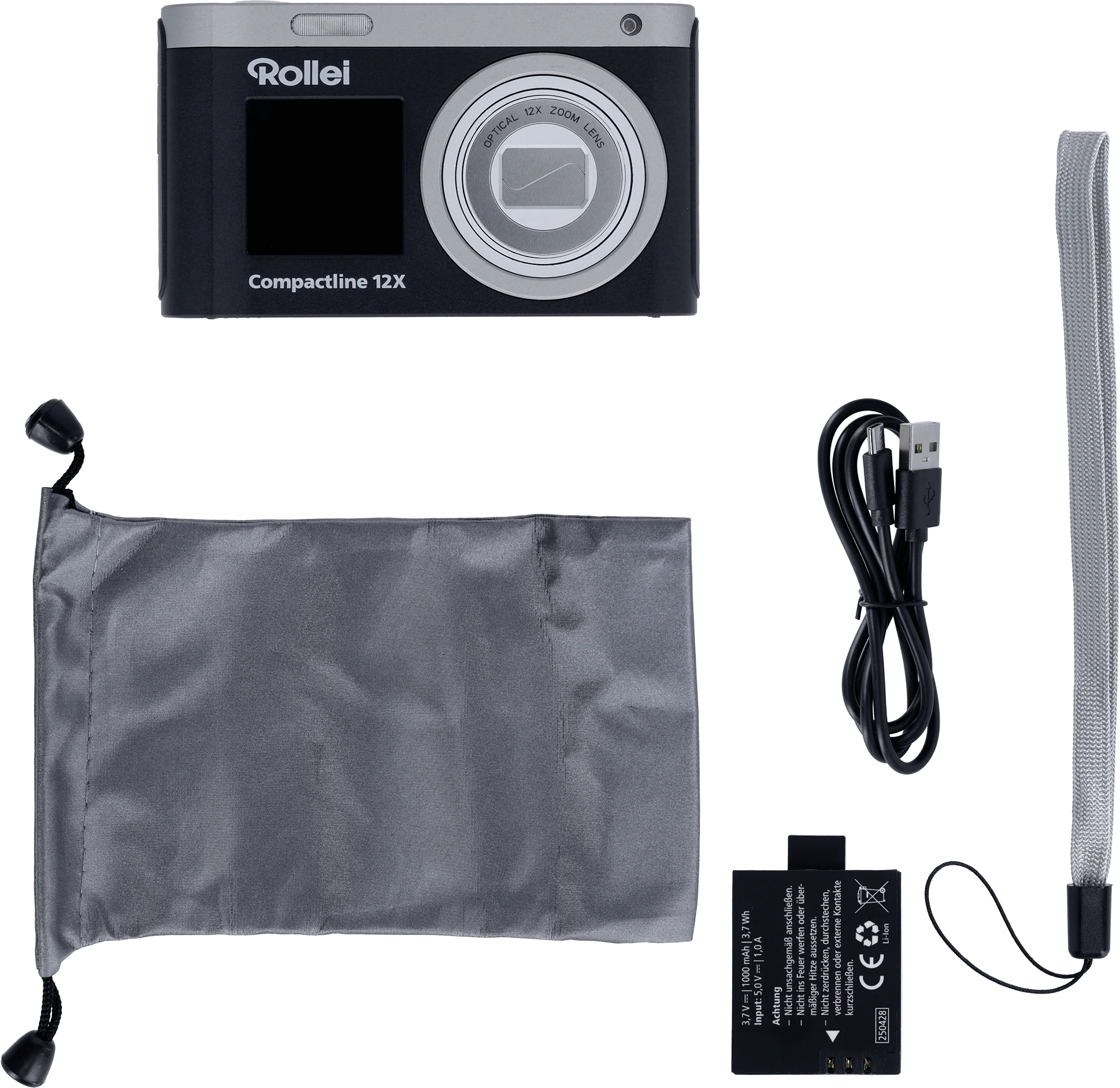 Kamera Zubehör: Rollei Kompaktkamera, Tasche, Akku, Kabel, Handschlaufe.