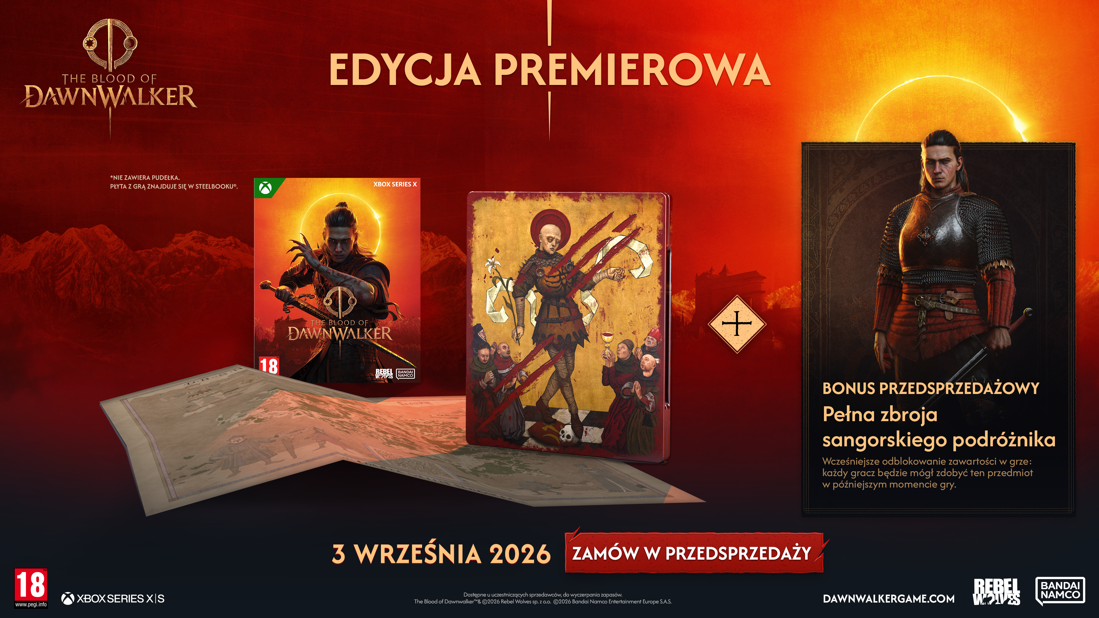 Gra Xbox "The Blood of Dawnwalker" Steelbook, mapa i bonus za przedsprzedaż.