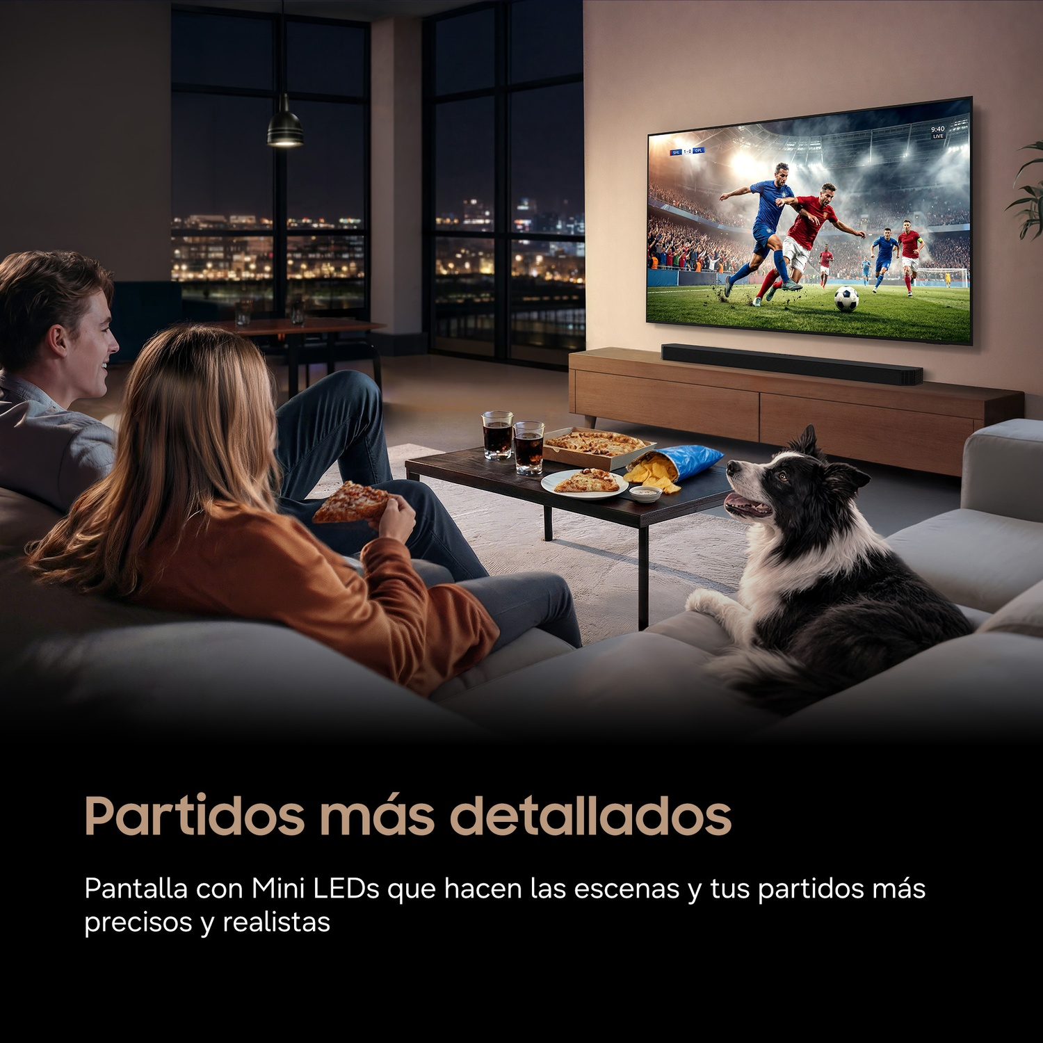 Partidos más detallados. Pantalla con Mini LEDs que hacen las escenas y tus partidos más precisos y realistas.