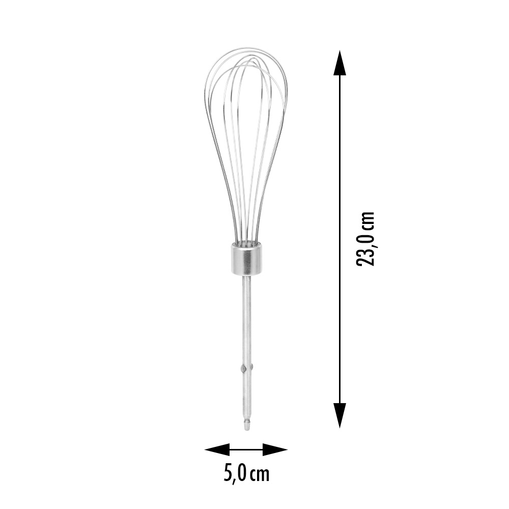 Silberner Schneebesen-Aufsatz, 23 cm lang und 5 cm breit.