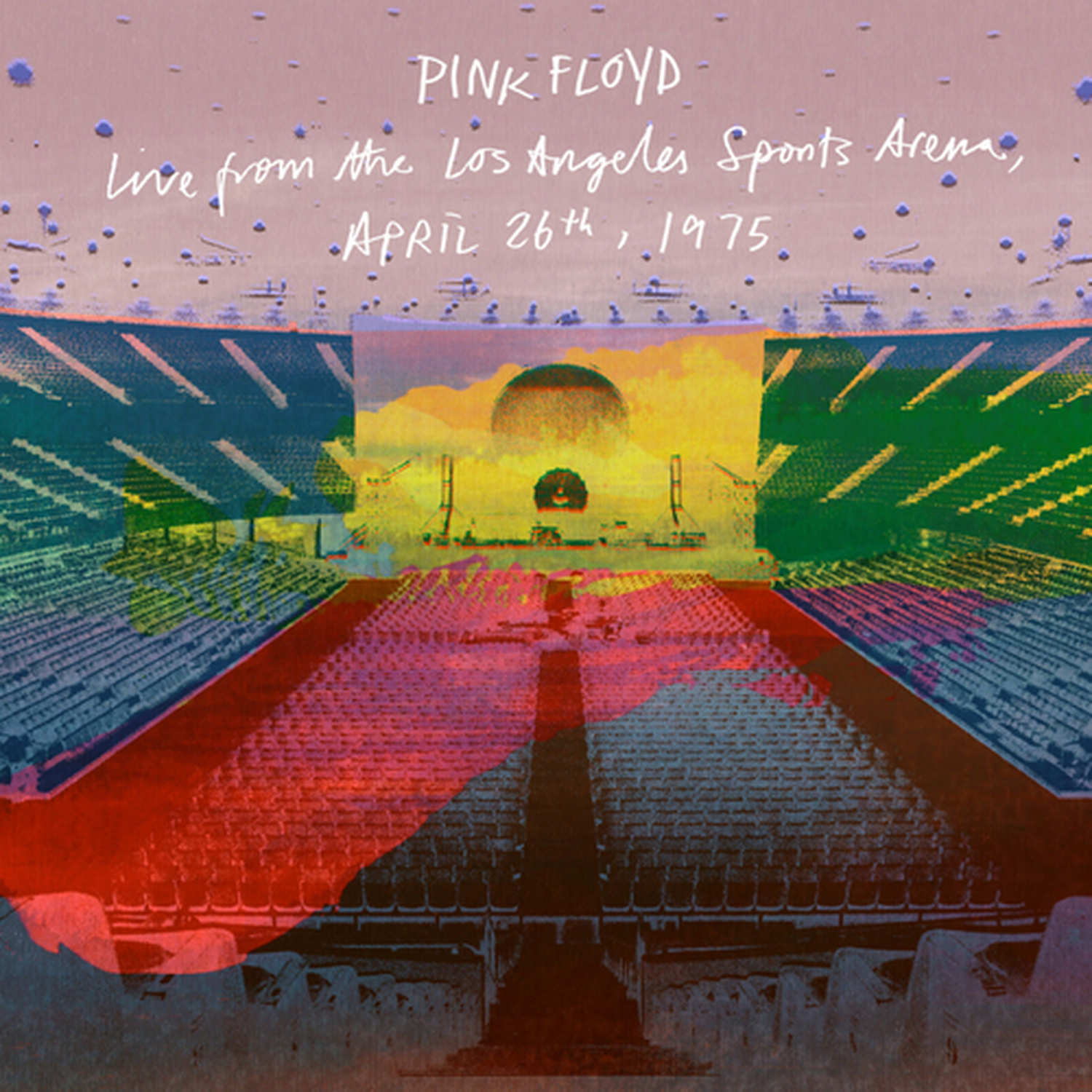 Pink Floyd live in Los Angeles, 26 april 1975. Stadion met zitplaatsen.