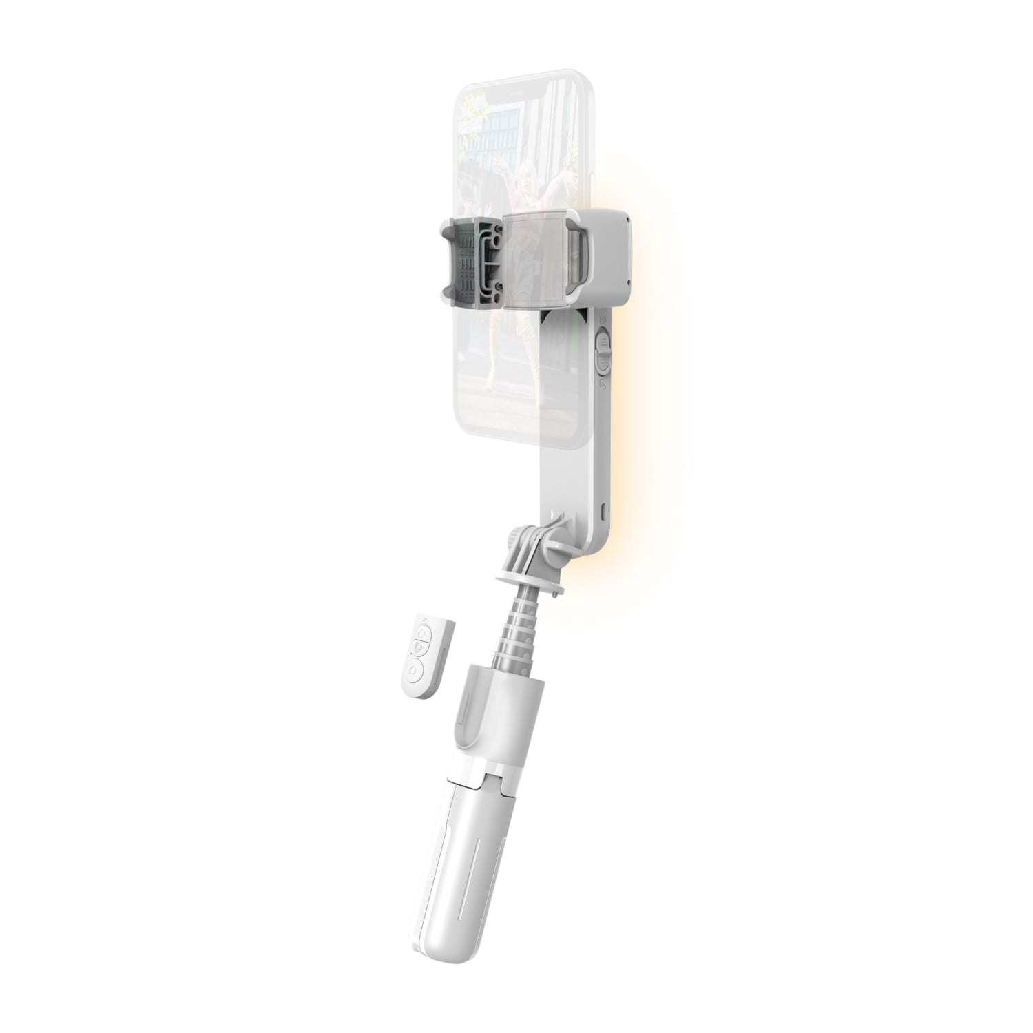 TNB Gimbal selfie bot, 1 tengelyes, 360 fokos, Bluetooth kioldó, LED világítással, fehér (INGIMBALW)