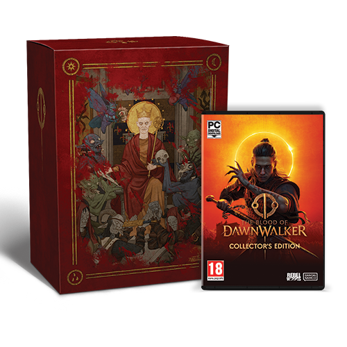 Edición coleccionista de Dawnwalker con arte y caja del juego.