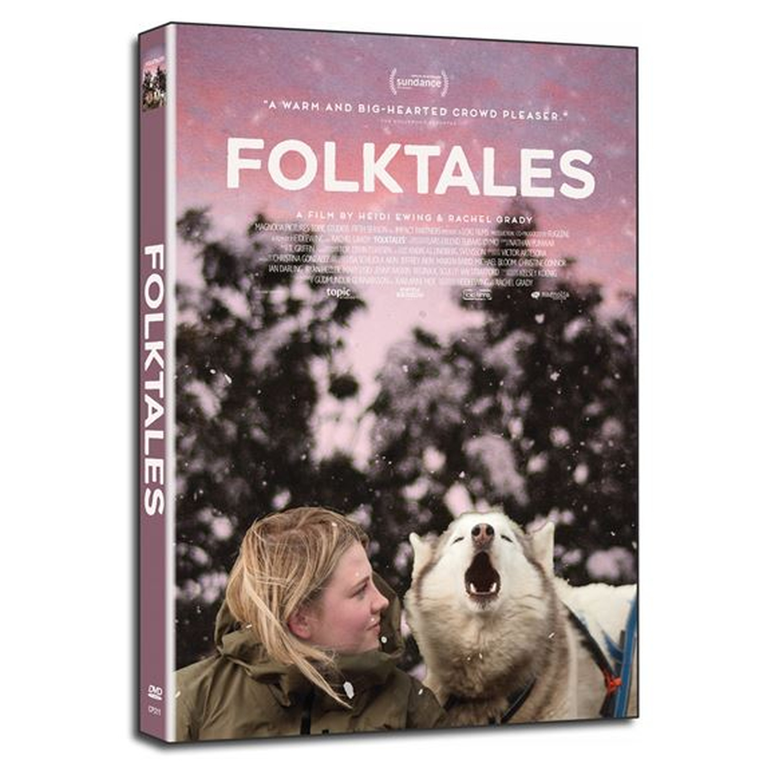 Une femme et un chien sur une couverture DVD intitulée 'Folktales'.