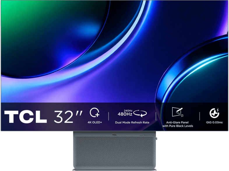 TCL 32X3A 32 Zoll Monitor, UHD 4K, 0,03 ms Reaktionszeit, 1300 cd/m², 240 Hz, Blau