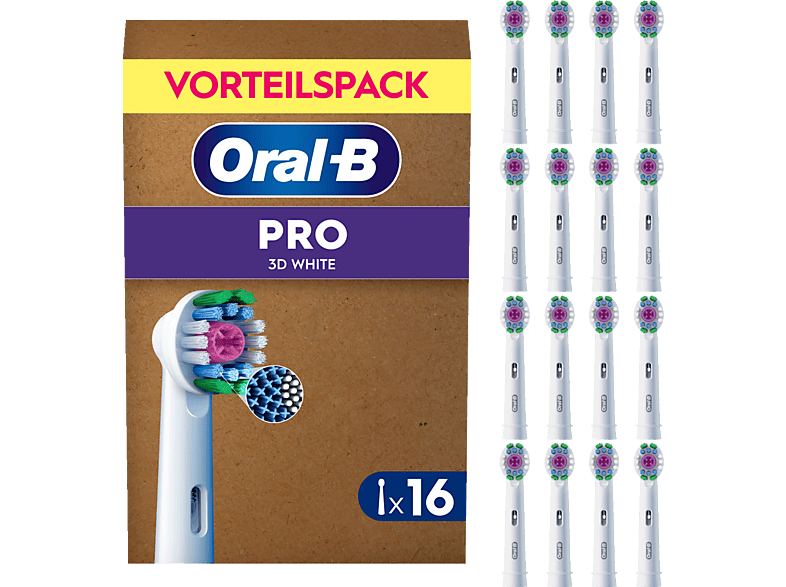Oral-B Pro 3D White Aufsteckbürsten, briefkastenfähige Verpackung, 16 Stück