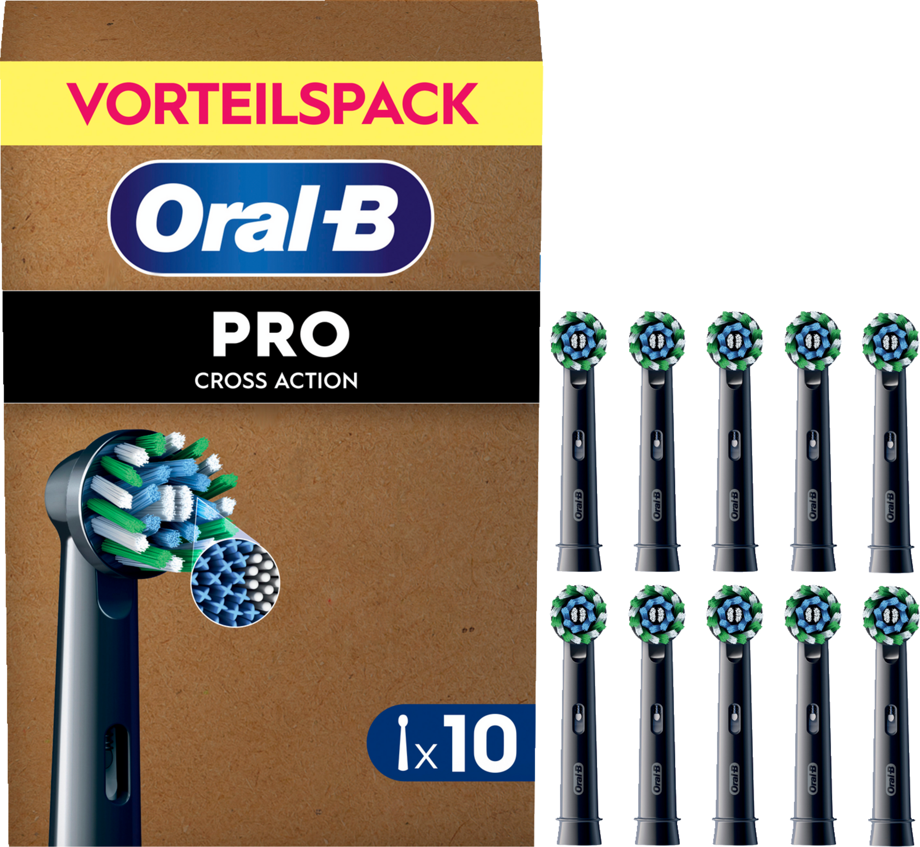 Oral-B Pro Cross Action Aufsteckbürsten im Vorteilspack, 10 Stück.