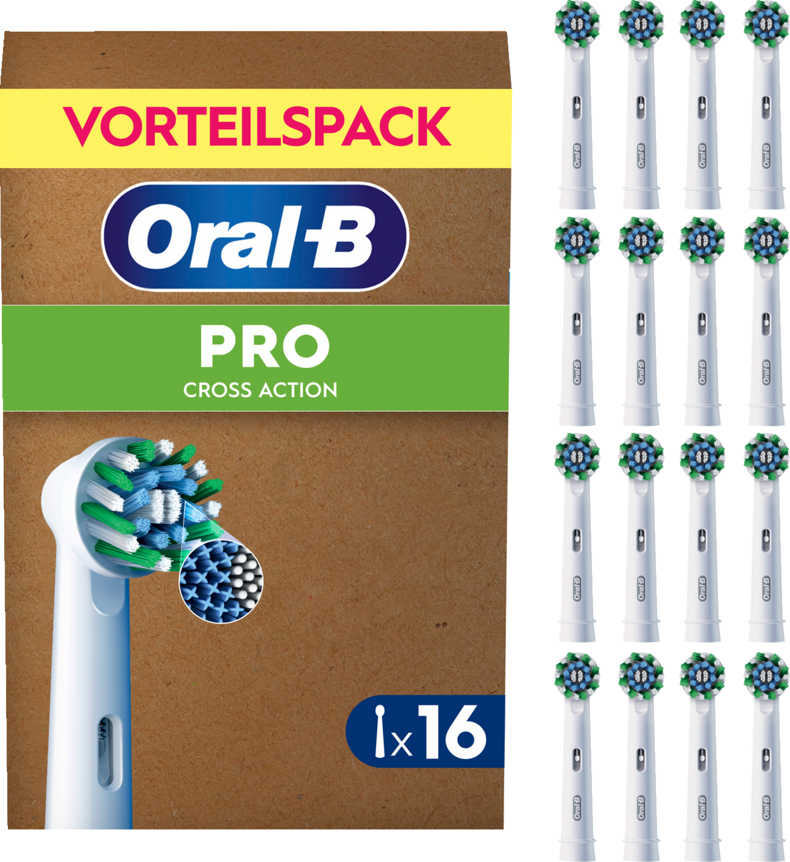 Oral-B Pro Cross Action Zahnbürstenköpfe, Vorteilspackung, 16 Stück.