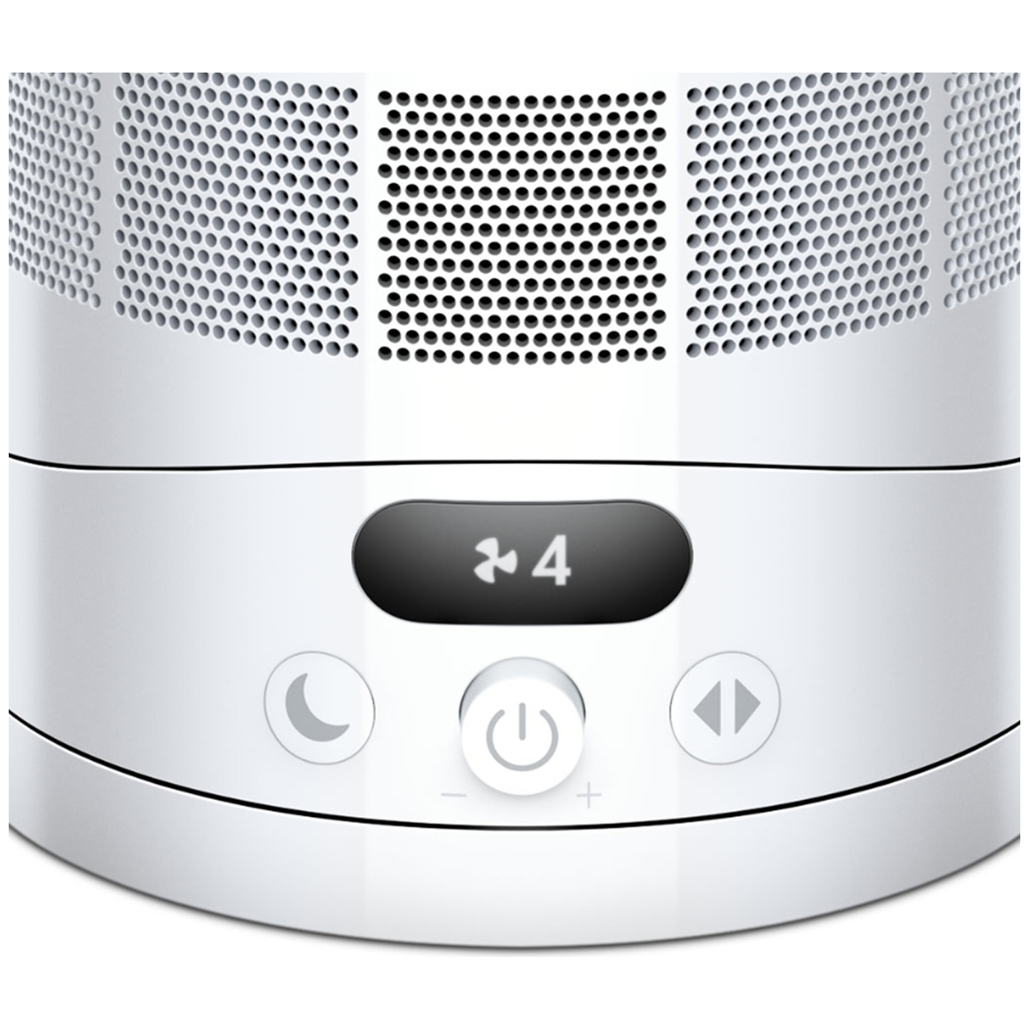 Close-up of a white fan with fan icon and level 4.