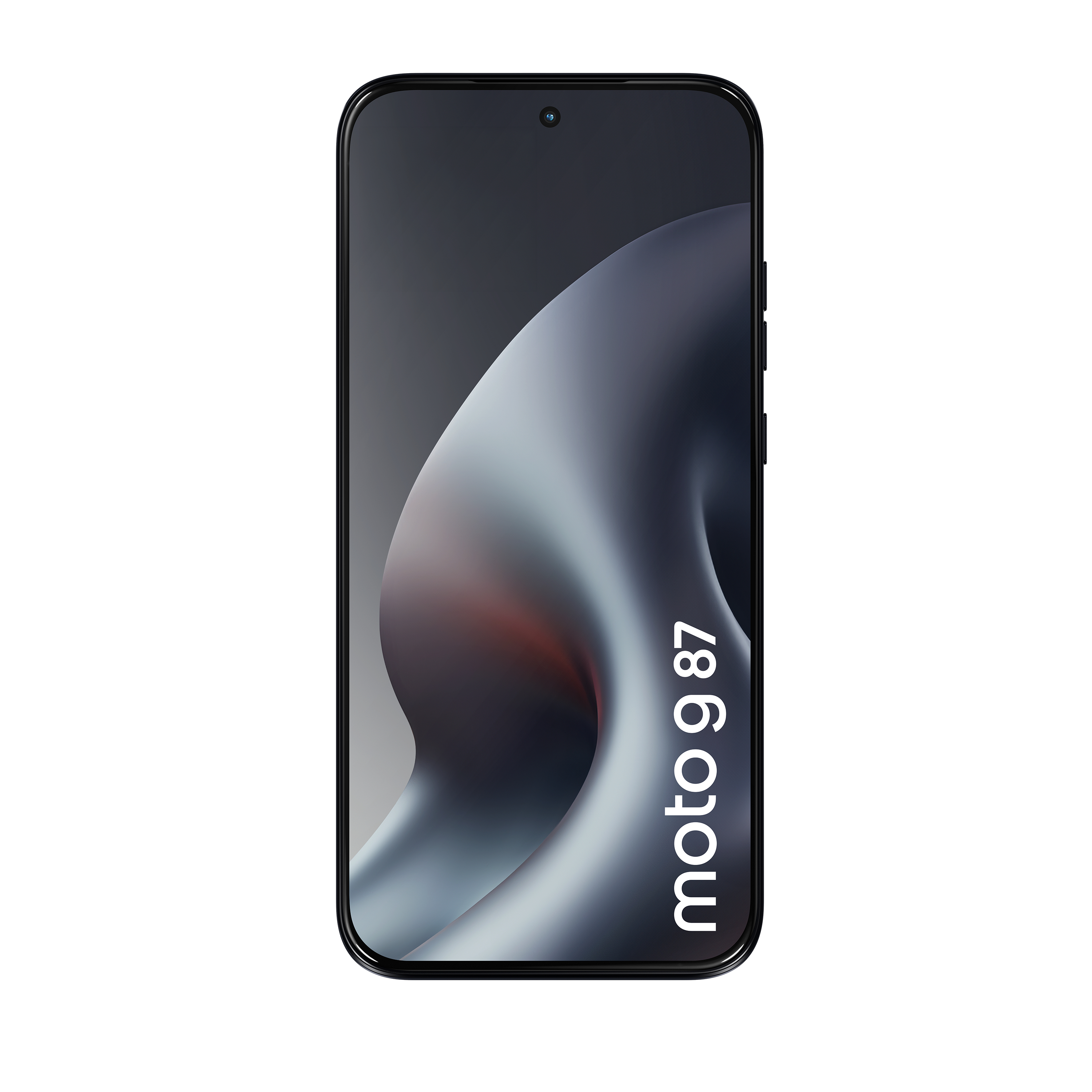 Ein schwarzes Smartphone mit dem Schriftzug "moto g 87" auf dem Bildschirm.