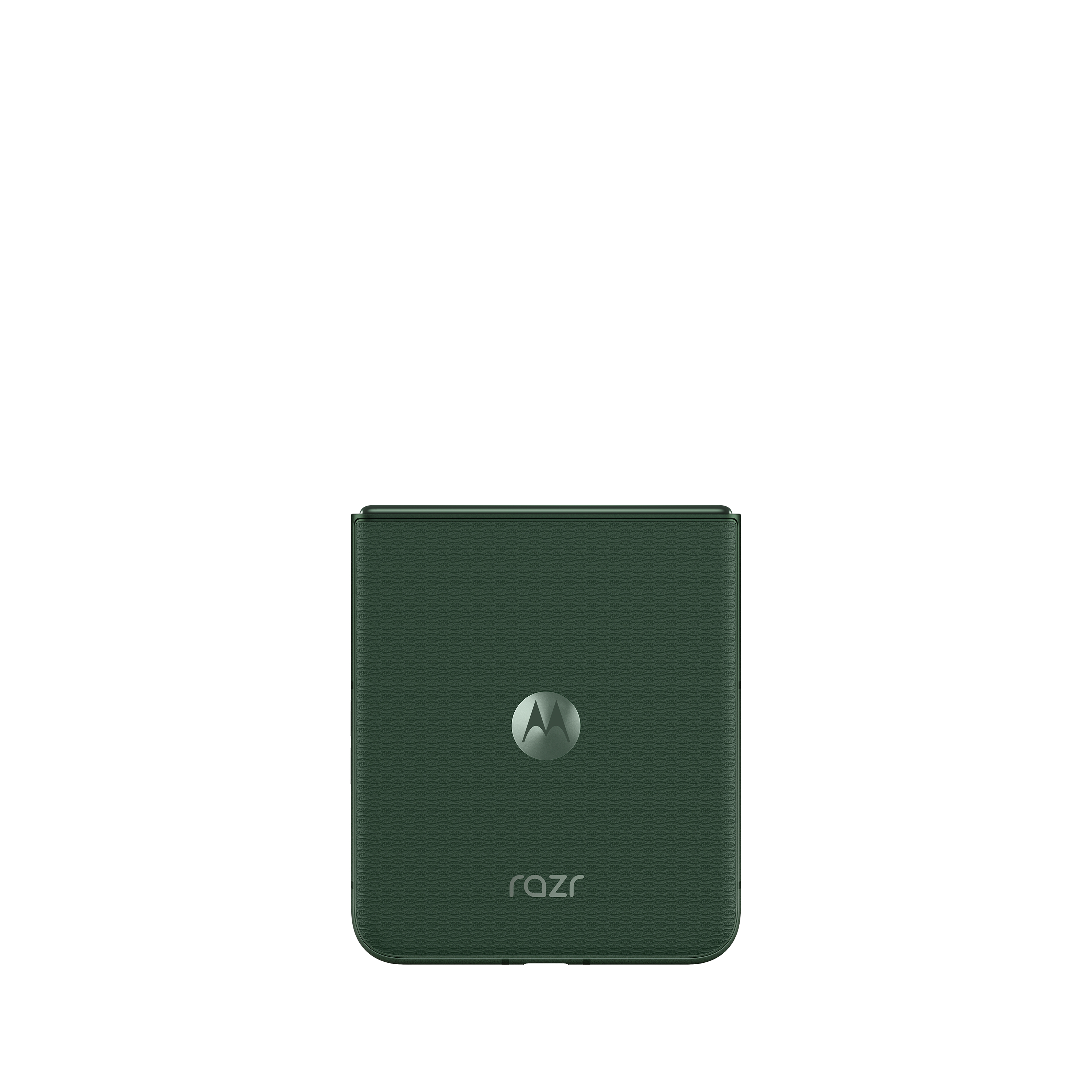 Dunkelgrünes Motorola Razr Smartphone mit Logo und Muster.