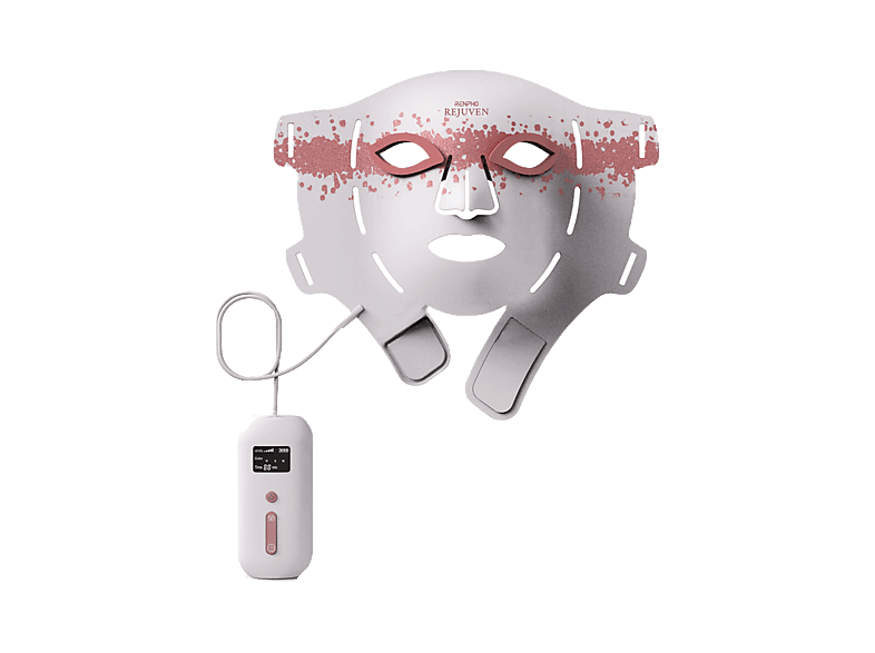 Máscara facial LED - Renpho Artemis, Cara, 3 Longitudes de Onda LED, Aprobada por la FDA, Temporizador, 45 min Autonomía, Blanco