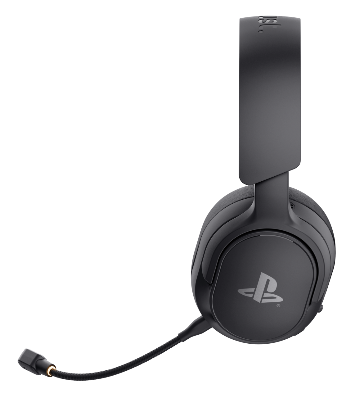 Czarne słuchawki gamingowe z mikrofonem i logo PlayStation.