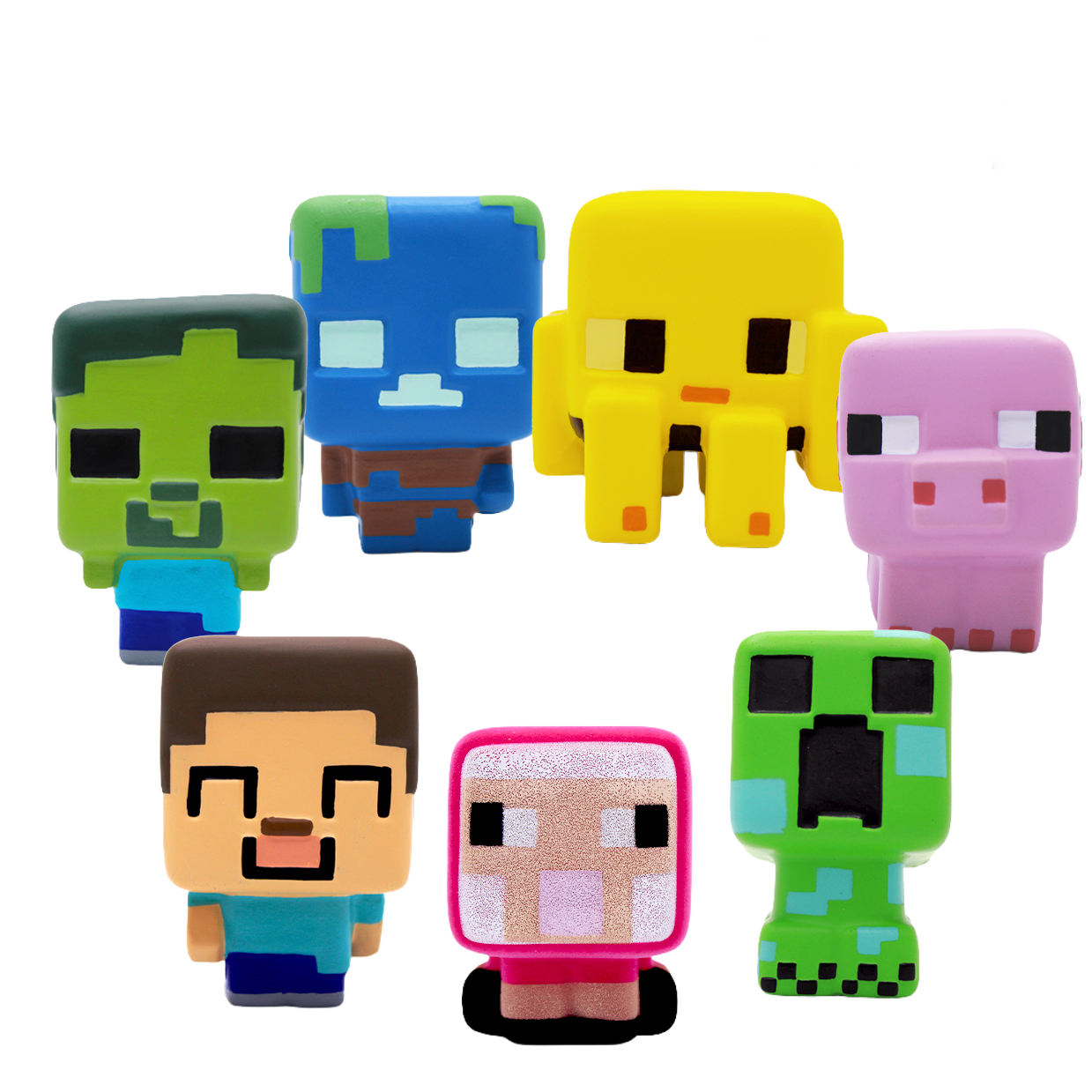 Figuras de Minecraft: Steve, Zombie, Creeper, Cerdo, Oveja, Ghast, Pigman Zombie.