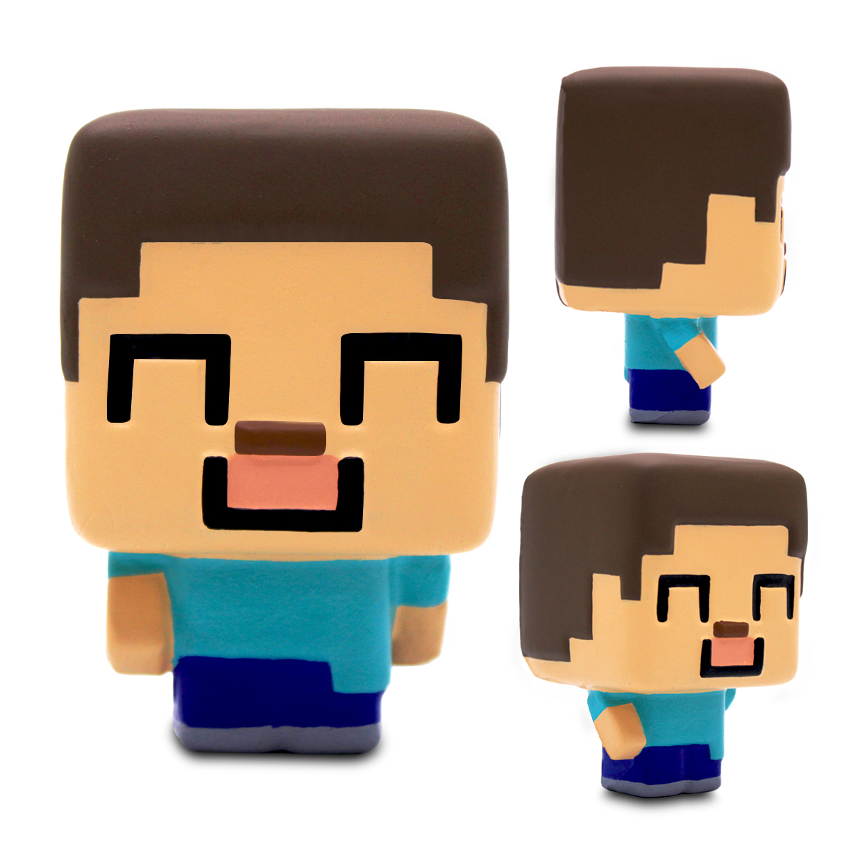 Figura de Steve de Minecraft, vista de frente y de lado.
