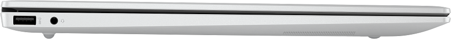Egy fehér laptop oldala, USB porttal és audio csatlakozóval.