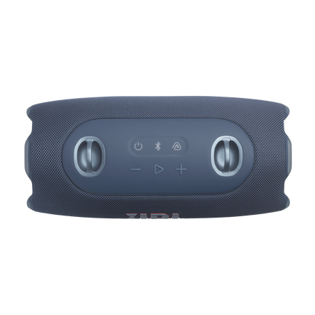 Kék JBL Bluetooth hangszóró vezérlőkkel és oldalsó fogantyúkkal.
