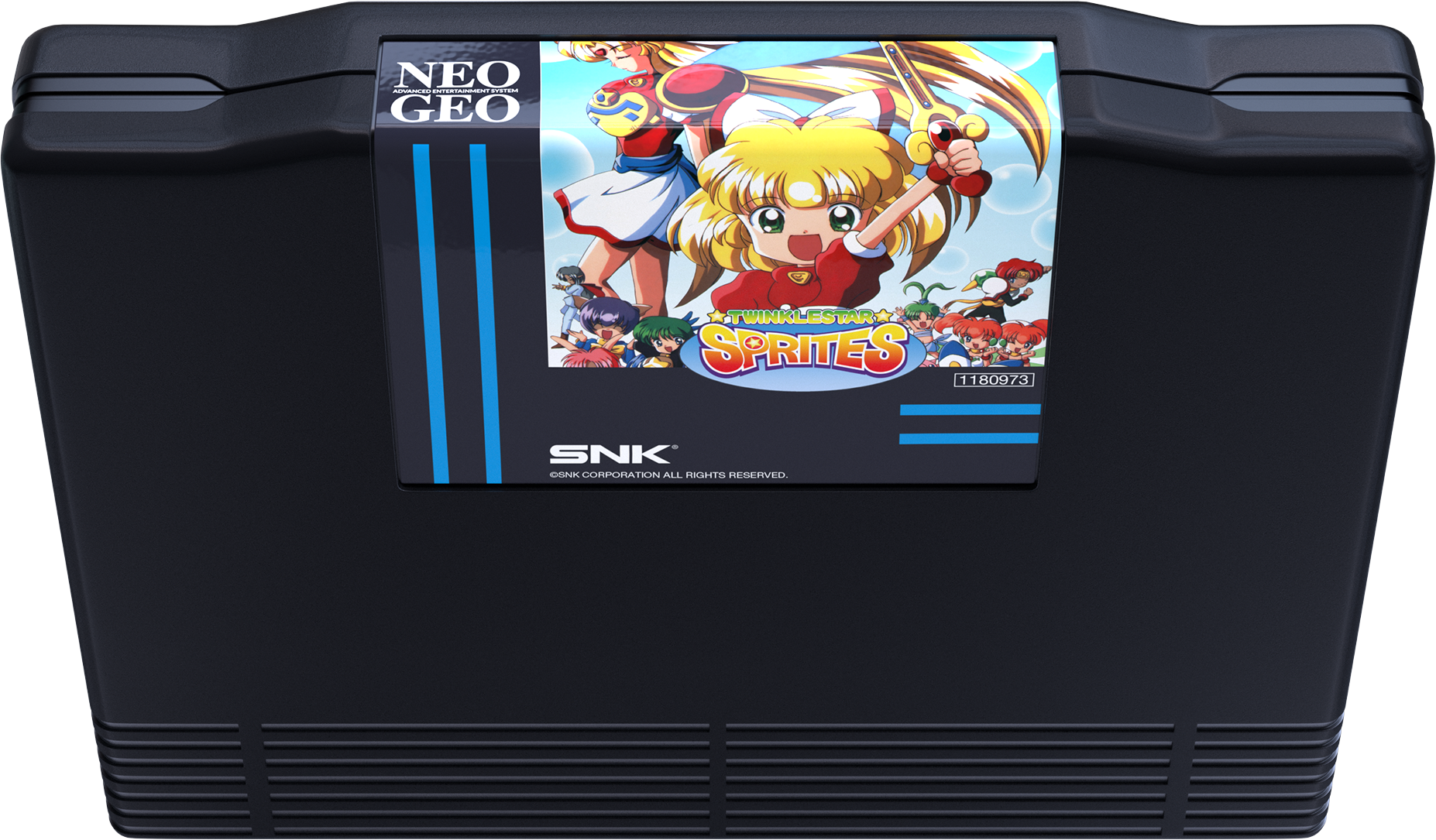 Cartouche de jeu Neo Geo avec une couverture d'anime colorée de Twinkle Star Sprites.