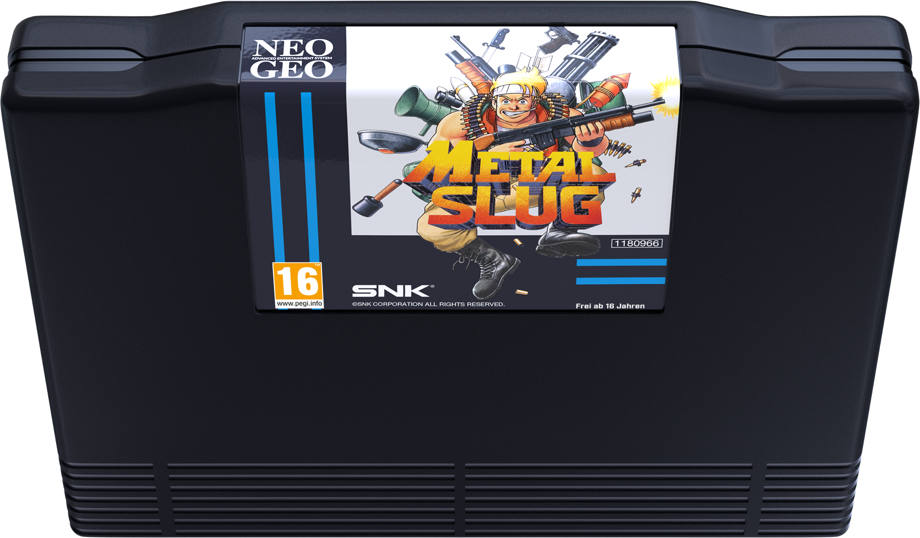 Boîtier du jeu Neo Geo Metal Slug avec un soldat tenant une arme.