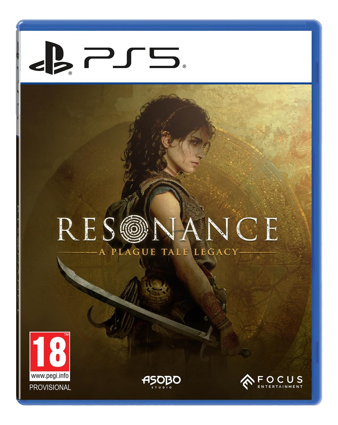 Custodia gioco PS5: Donna con spada, titolo RESONANCE. Età 18.