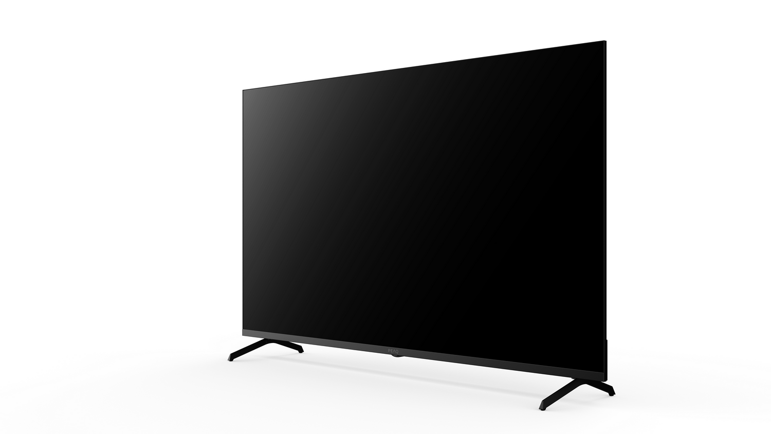 Un televisor negro de bisel fino sobre fondo blanco.