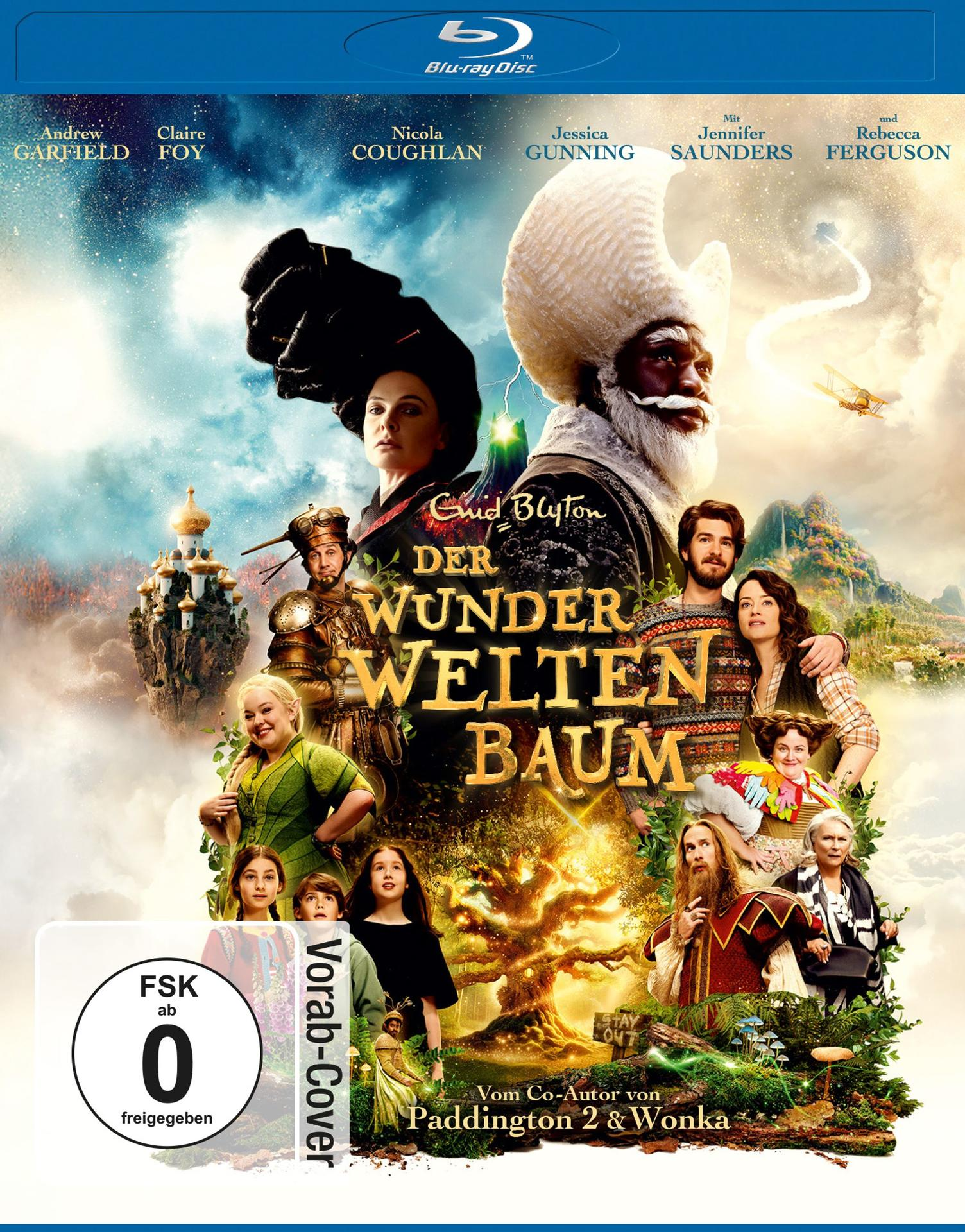 Filmplakat mit vielen Charakteren und einem magischen Baum.