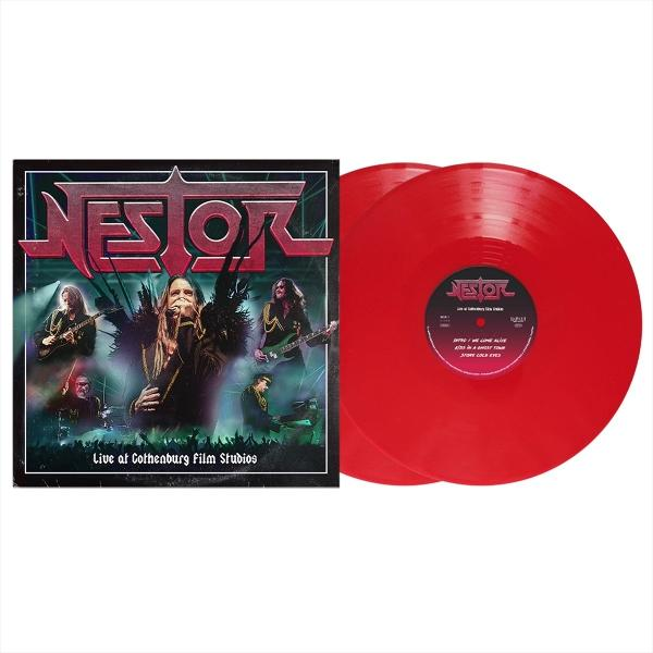 Nestor-Albumcover mit roten Vinylplatten.