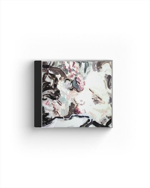 Ein CD-Case mit abstrakter Malerei von Gesichtern und Blumen in Pastellt önen.