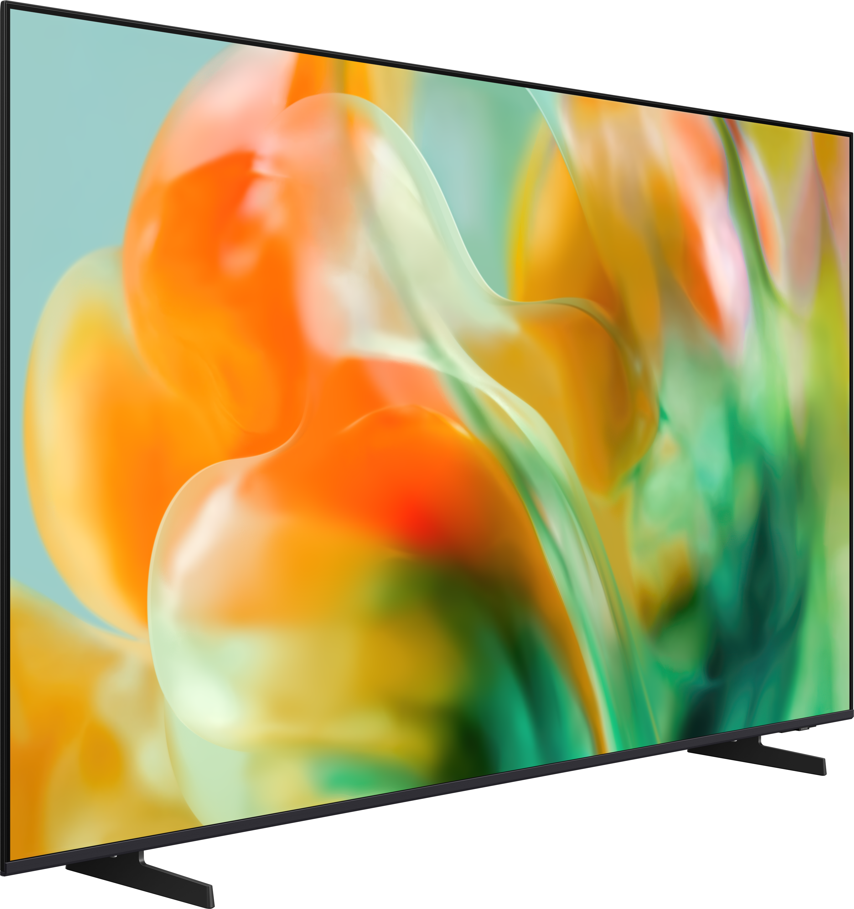Ein moderner Fernseher mit einem bunten, abstrakten Hintergrund.