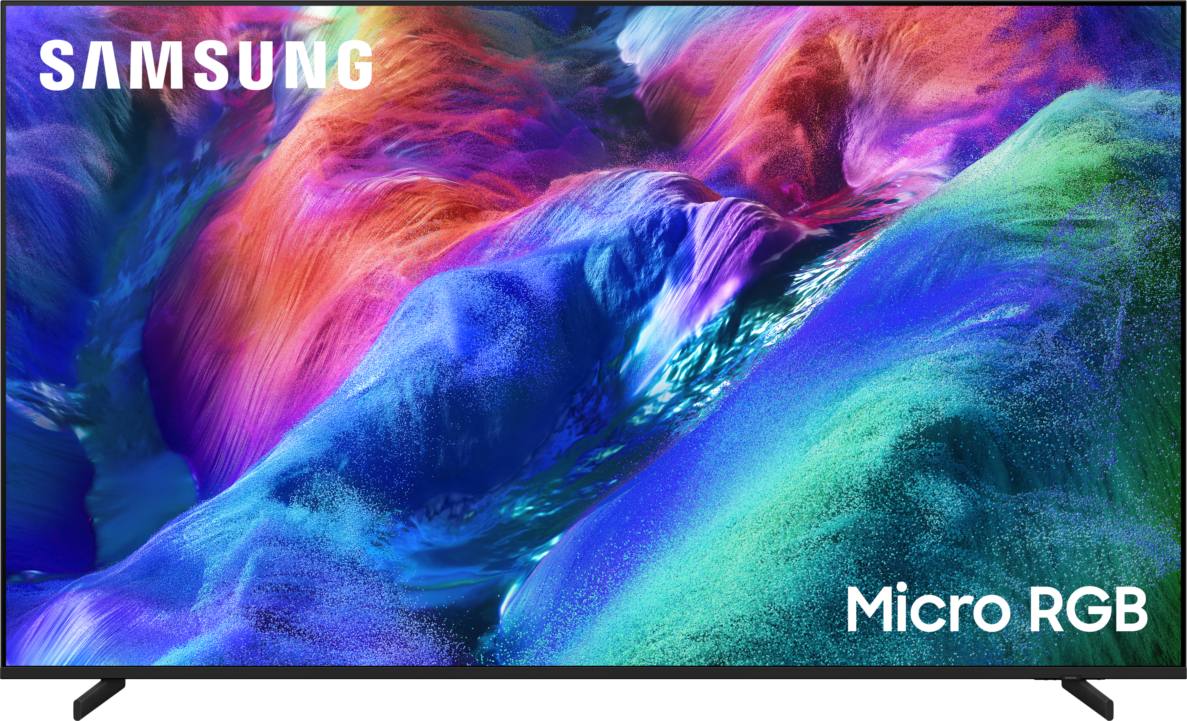 Samsung Micro RGB TV mit lebendigen, bunten, abstrakten Mustern.