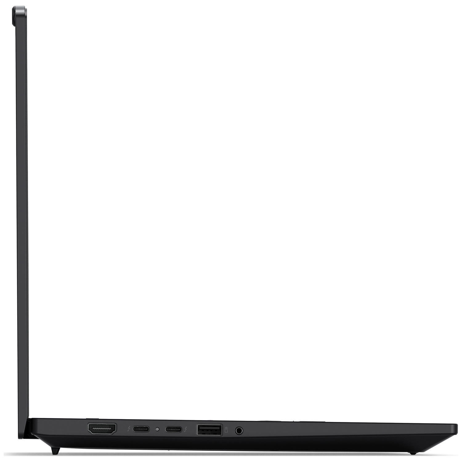 Black laptop edge showing ports: HDMI, USB-C, USB-A, headphone jack.