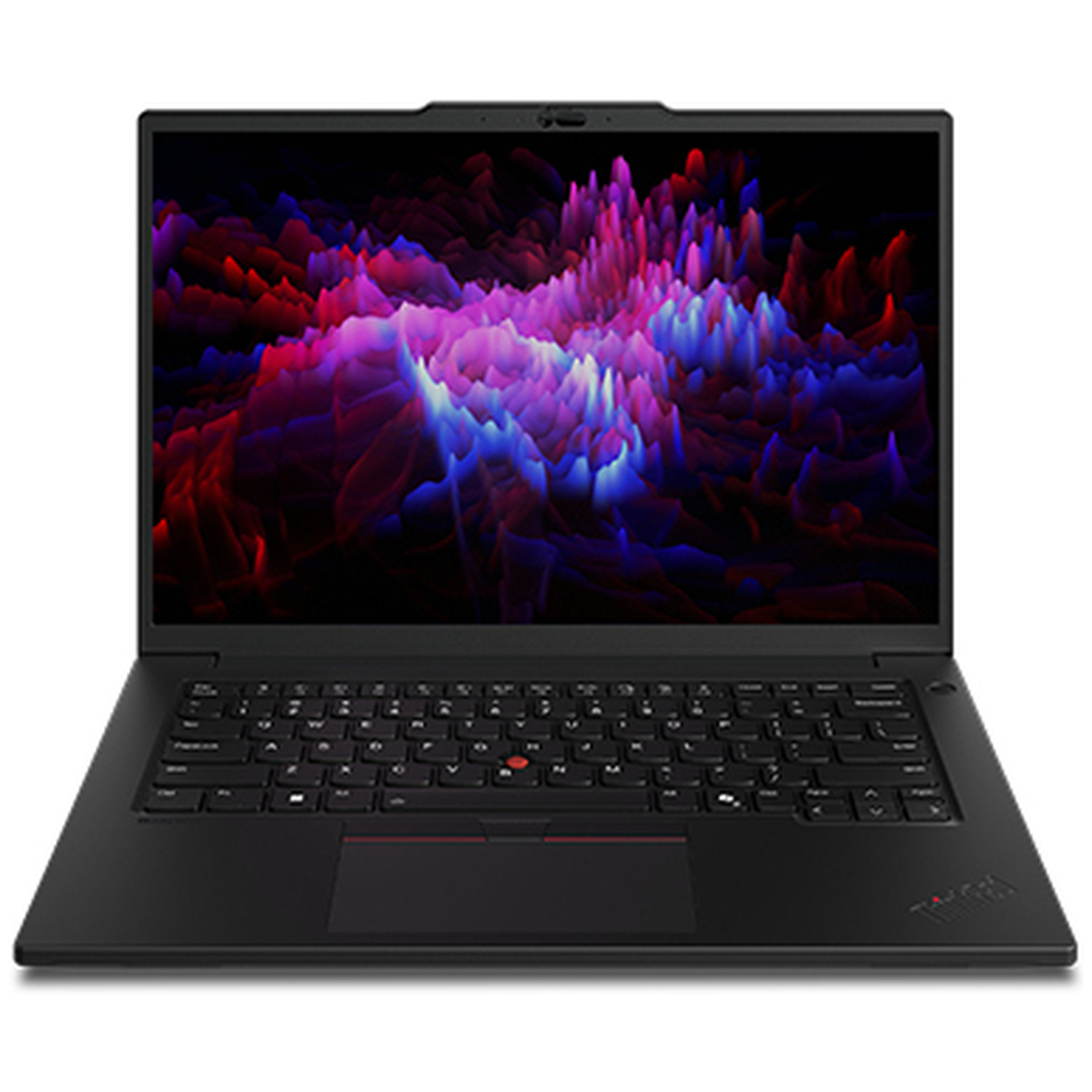 A black laptop displaying a colorful, abstract background image on its screen.