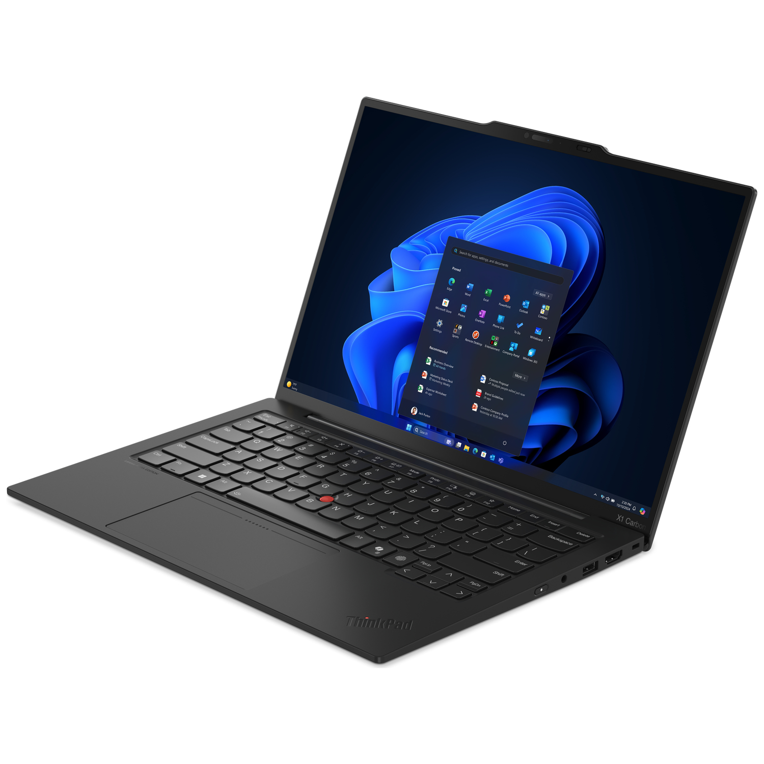 Een zwarte laptop met verlicht toetsenbord en donkere achtergrondafbeelding.