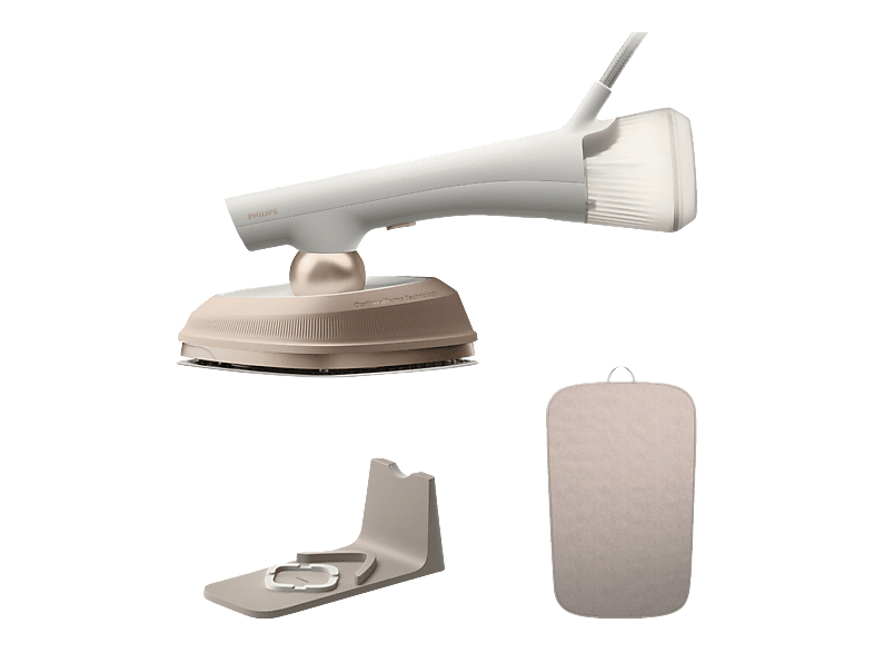 Philips OneTurn 2-in-1 2-in-1 Bügeleisen & Steamer (1800 Watt, Weiß/Beige, Drehbarer Bügelkopf, mit SoftBoard & Dock)