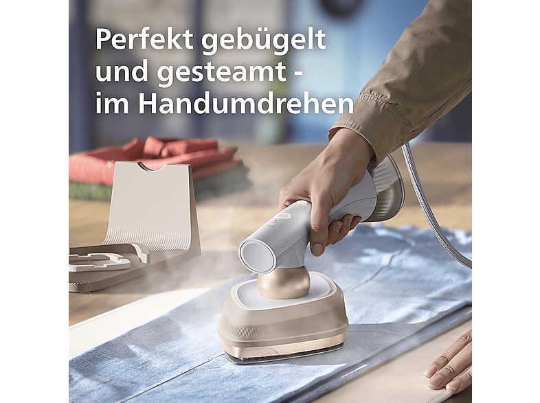 PHILIPS OneTurn GC213/10 - 45g/Min Dauerdampf, 200ml Wasserbehälter mit StyleMat & Dock, 2-in-1 Bügeleisen Steamer (1800 Watt, Aluminium)