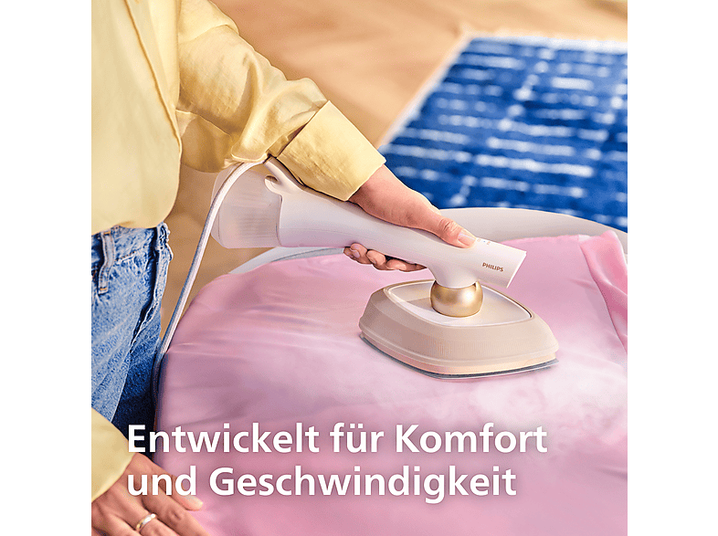 Philips OneTurn 2-in-1 2-in-1 Bügeleisen & Steamer (1800 Watt, Weiß/Beige, Drehbarer Bügelkopf, mit SoftBoard & Dock) — Foto 5 von 5