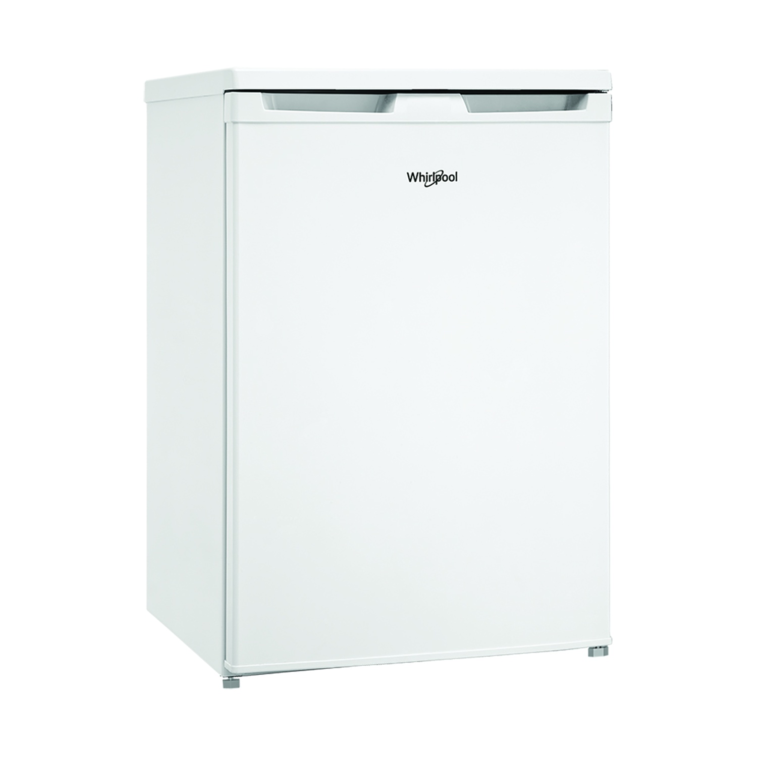 Un piccolo frigorifero bianco con il logo Whirlpool.