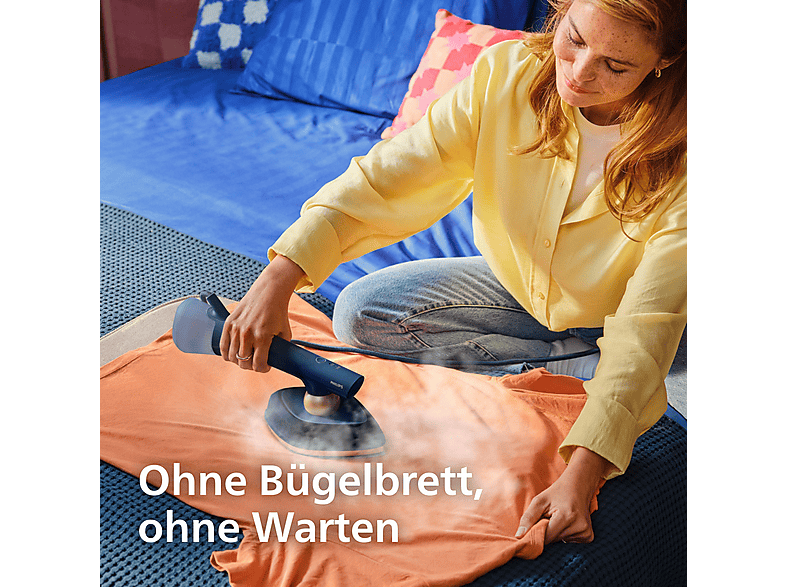 Philips OneTurn 2-in-1 2-in-1 Bügeleisen & Steamer (1800 Watt, Dunkelblau/Gold, Drehbarer Bügelkopf, mit SoftBoard & Dock) — Foto 2 von 5