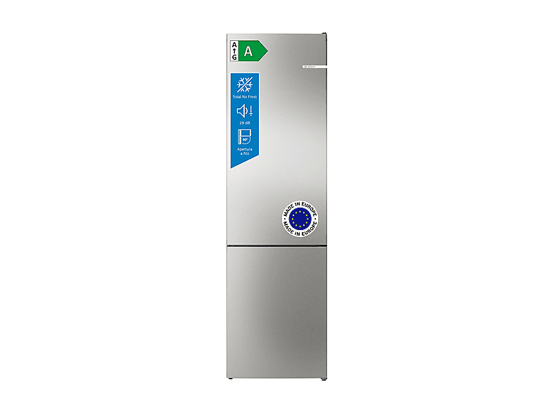 FRIGORIFERO COMBINATO BOSCH KGN392I1F, Capacità netta totale 363 l, Rumorosità: 29 dB(A), 5 ripiani, Dimensioni: L 60 cm A 203 P 66,5 cm, BlackSteel antimpronta, Classe