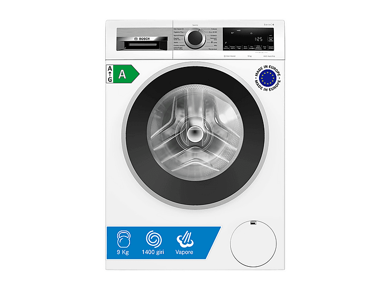 BOSCH WGG244Z1II LAVATRICE, Caricamento frontale, 9 kg, 13 programmi, Profondità 59 cm, Giri 1400 rpm, Bianco, livello rumorosità centrifuga 71 dB(A), Classe A