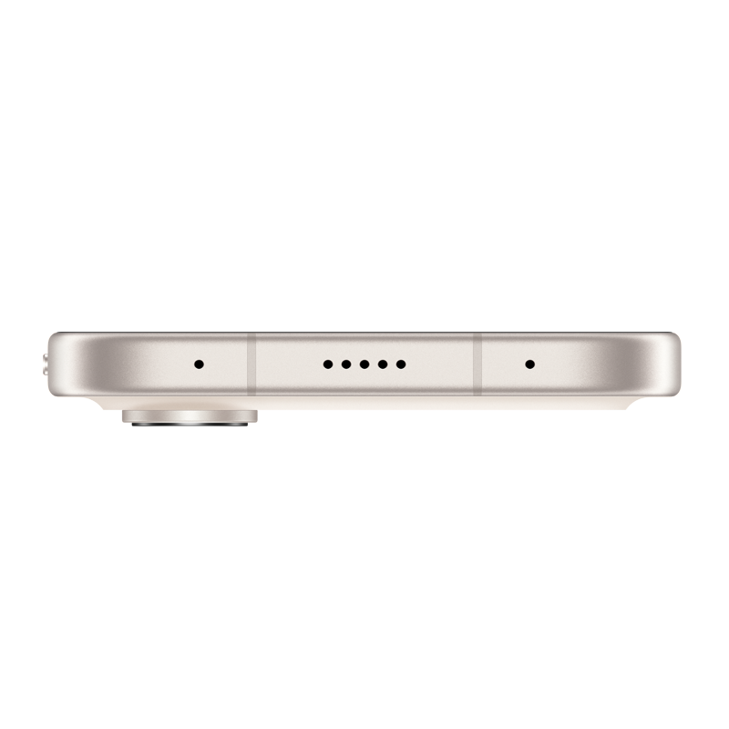 Primer plano de la parte inferior de un smartphone claro con rejillas de altavoz.