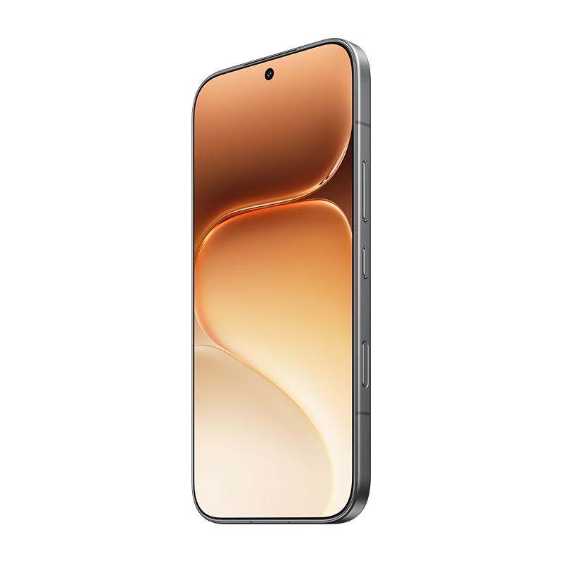 Un elegante smartphone con marco gris y pantalla color bronce.