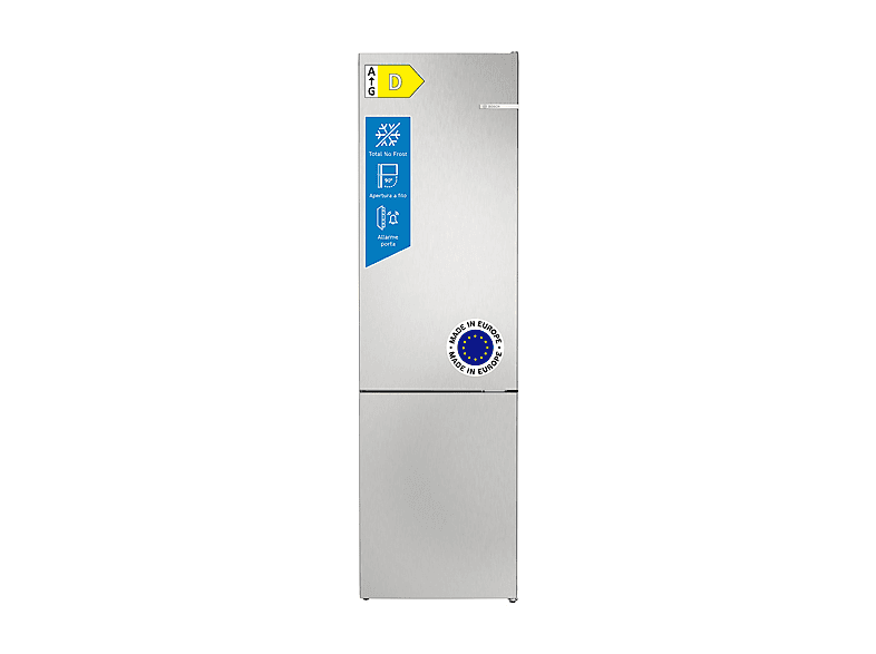 FRIGORIFERO COMBINATO BOSCH KGN392LDF, Capacità netta totale 363 l, Rumorosità: 35 dB(A), 3 ripiani, Dimensioni: L 60 cm A 203 P 66,5 cm, Inox Look, Classe D