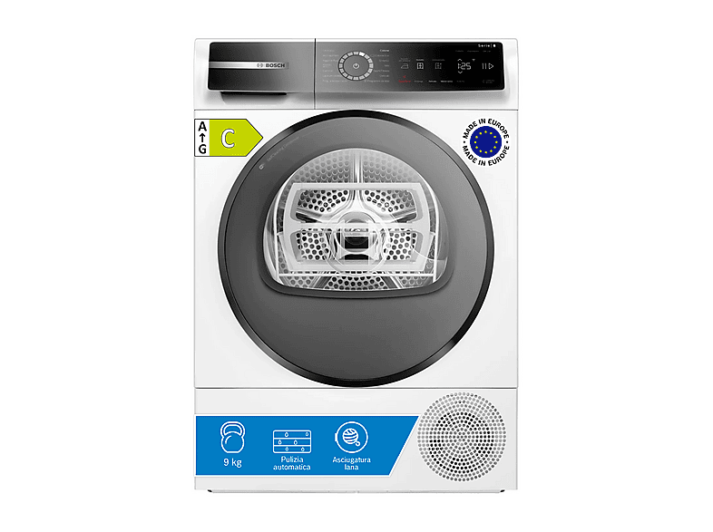 ASCIUGATRICE BOSCH WQB245B0IT A pompa di calore, 9 kg, profondità 61,3 cm, 61 dB(A), Bianco, Classe C