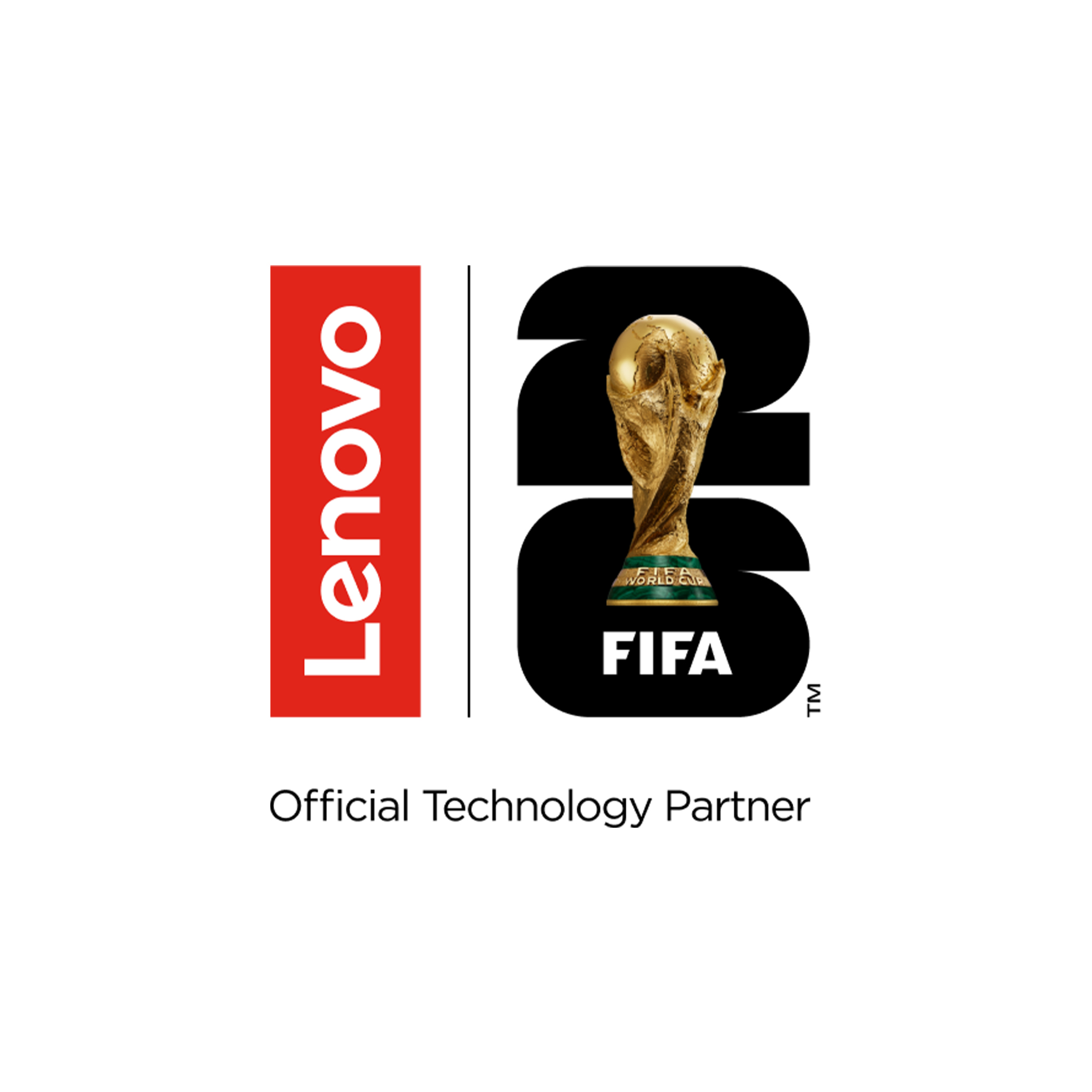 Lenovo-Logo neben der FIFA-Weltmeistertrophäe und "Official Technology Partner".